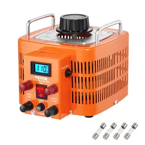 TikTokShopBlackFridayVEVOR 3000VA Auto Variable Voltage Transformer, 23 Amp, 110V Input 0-130V Output AC Voltage Regulator, with LCD Display 4 Extra Fuses Thermal Control Switch for Home Industrial Office