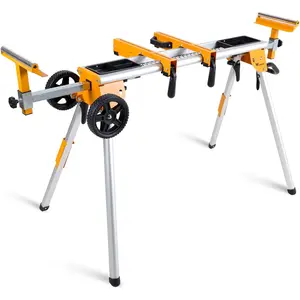 Portable Miter  Stand with 6.75 in Wheels 330 lbs Load Capacity Heavy Duty Universal Mitre  Stand Tool Storage Trays WK-MS080