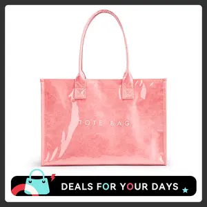 KALIDI PVC Tote Bag for Women, Waterproof Large Capacity Work & Beach Tote, Kraft Paper Shoulder Handbag with Top Handle for Travel & Everyday Use
