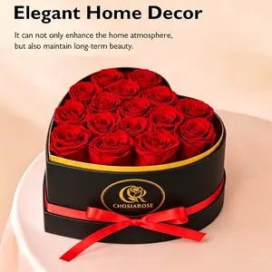 16 Flower Forever Heart Shape Box, Red Flower Gift, Eternal Preserved Roses Gift for Her, Lasting Flowers, Romantic Floral Keepsake for Birthday, Anniversary or Valentine’s Day
