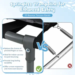 COSTWAY - Mini Trampoline Folding Small Rebounder for Kids with Lights-Blue