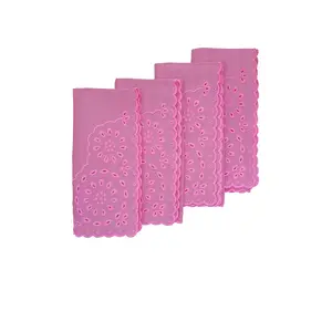 Chefanie Pink Eyelet Dinner Napkins Set Of 4