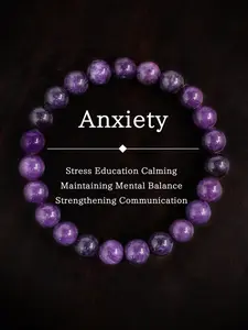 Artificial Crystal Beaded Bracelet, Anxiety Relief Bracelet, Stress Education Calming Communication Jewelry, Restore Mental Balance Bracelet, Maintaining Mental Balance