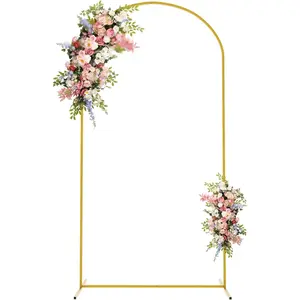 6.6FT Arch Backdrop Stand Gold Arched Backdrop Frame for Wedding Birthday Bridal Baby Shower Floral Balloon Arch Decoration