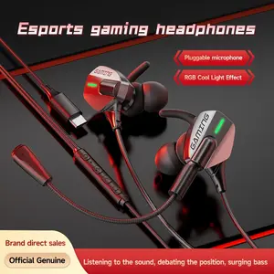 In-Ear Gaming Headphones with HD Microphone, Crystal Clear Sound Iem Earbuds, Detachable 4n Ofc Cable, Type C & 3.5mm Wired Gaming Headsets