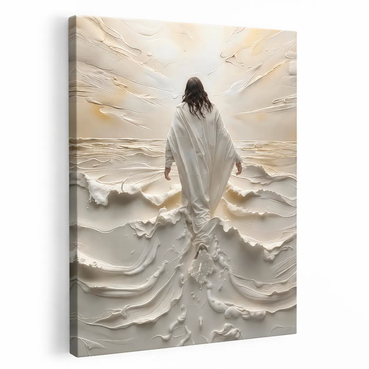 Jesus Christ Canvas Wall Art - Waterproof Framed Christian Print, Artistic Glamorous Spiritual Faith Home Decor Items, Bedroom Decor & Kid Room Decoration (Modern Wood Frame)