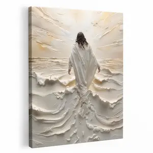 Jesus Christ Canvas Wall Art  - Walking With God Christian Poster - Spiritual Religious Home Decor - Modern Faith Print Wood Wall Art Decoration