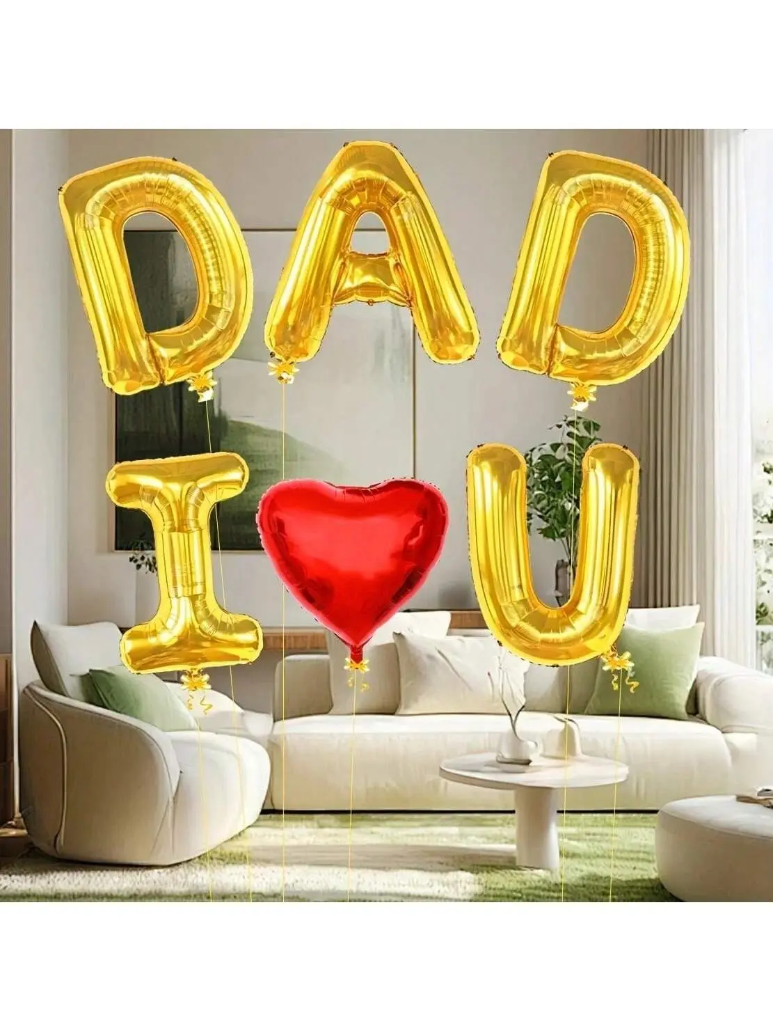 Father's Day Happy Birthday Theme Gold Letter Balloons Party Decoration