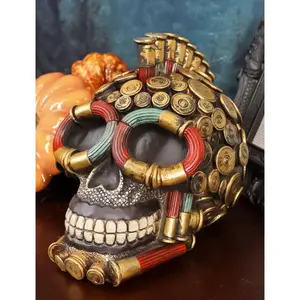 12-Gauge Shotgun Bullet Shell Casings Marauder War Dog Mohawk Skull Figurine