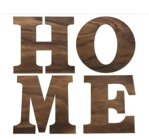 4 Pack Wooden Home Sign Wall Hanging Decor Farmhouse Letters for Wall Art Wreath Rustic Home Decor for Living Room Kitchen Housewarming Gifts(Brown)