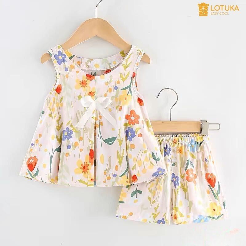 Cute Floral & Cartoon Matching Set – Lightweight Sleeveless Babydoll Top & Shorts, Soft Breathable Summer Lounge Two Piece Outfit