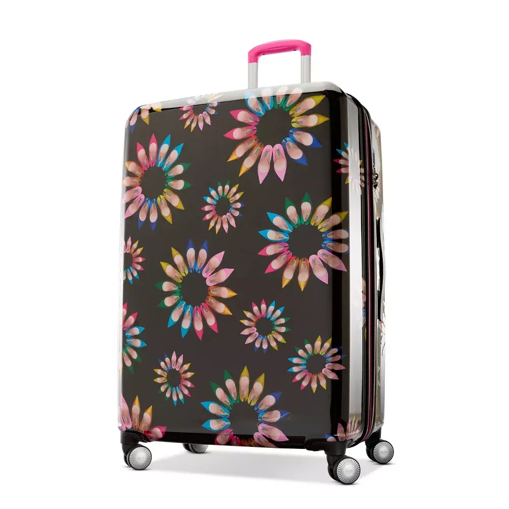 Sarah Jessica Parker Hardside Expandable Large Checked Spinner Suitcase - Black Shoe Wheel