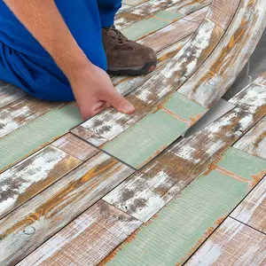 Self-adhesive pvc floor tiles, American natural wood grain appearance, waterproof and stain resistant, suitable for bathroom, kitchen, living room, bedroom, home renovation,36 in x 6 in