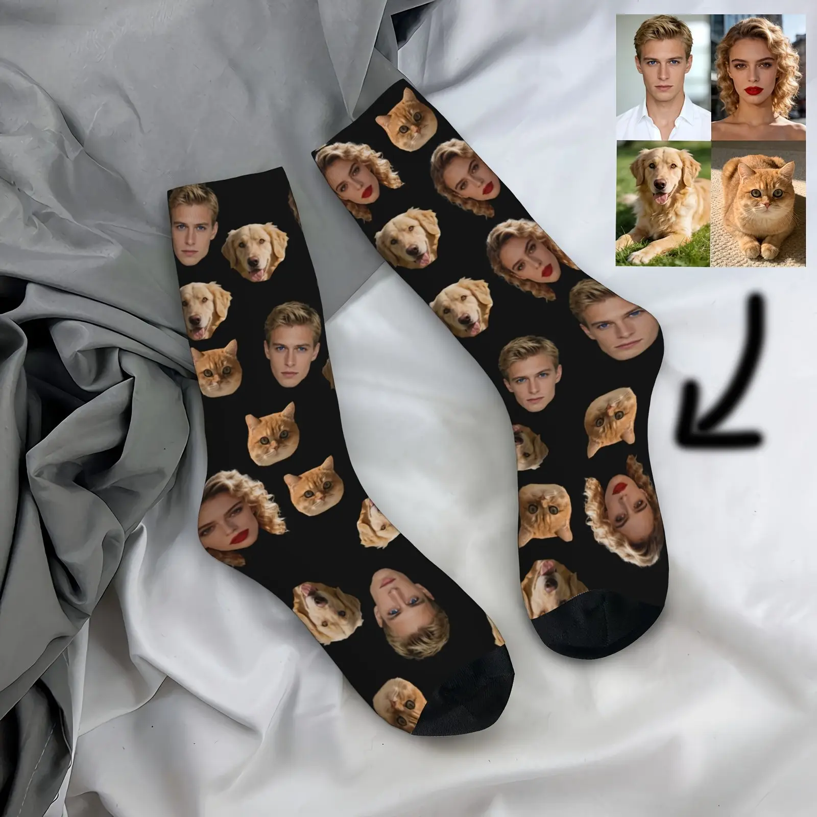 1 Pair of DIY Custom Photo Mid-calf Socks 1 Pair of DIY Custom Photo Mid-calf Socks