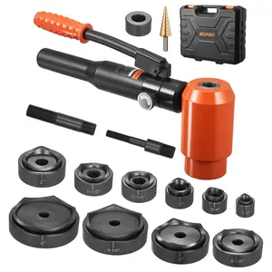 VEVOR Knockout Punch Set, 15 Ton Hydraulic Knockout Set, 1/2 to 4 KO Tool Kit Hole Making Tool, KO Tools Kit W/10 Dies for Metal Electrical Cabinets, Electrical Control Cabinets, Switch Cabinets