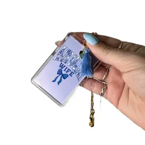 NTL Charms Blue Collar Wife Car Charm Personalized Car Ornament Hanging Rear view Mirror Accessory with Blue Bow Design