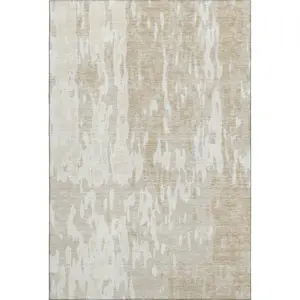 212 MAIN 675817 3x5 ft. Beige, Ivory & Tan Abstract 3-Color Area Rug - Machine-Made Rectangle, Washable, UV-Protected, Three-Color Area Rugs