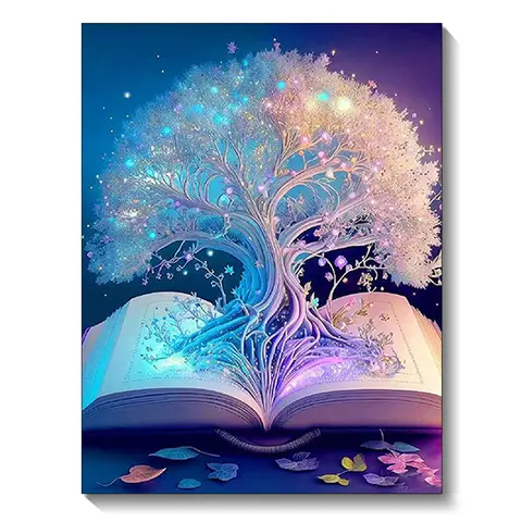 1Pc Unisex 5D Fully Drilled Diamond Art Kit - Craft Materials, Handcraft DIY Craft Supplies, Rhinestones Tree Gem Art with Sticky-Safe Film, Easy Finish, Stress-Relieving Drill Work, 30x40cm/11.81x15.75inch Perfect Gift & Wall Decor for Adults