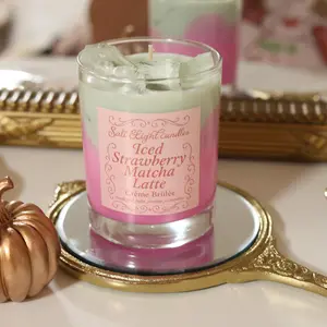Salt Light Candles Iced Strawberry Matcha Latte Candle Crème Brûlée Scent Ice Cubes Cozy Decor Ornaments Scented Aroma Perfume Decoration Fragrance for Home