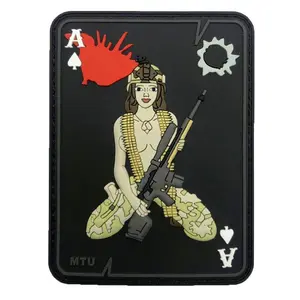 Pin up Girl Ace Spades Death Card Patch [3D-PVC Rubber -Hook Fastener -PD7]