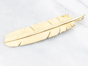Stunning Yellow Gold Feather Pendant