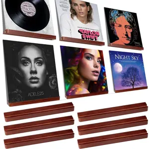 6 Pack Solid  Vinyl Record Wall Mount Shelves, Rustic Brown 12 Inch Vinyl Holder for Album Record Storage & Display, Floating Shelves for Wall Decor,  Bookshelf, Magazine Rack