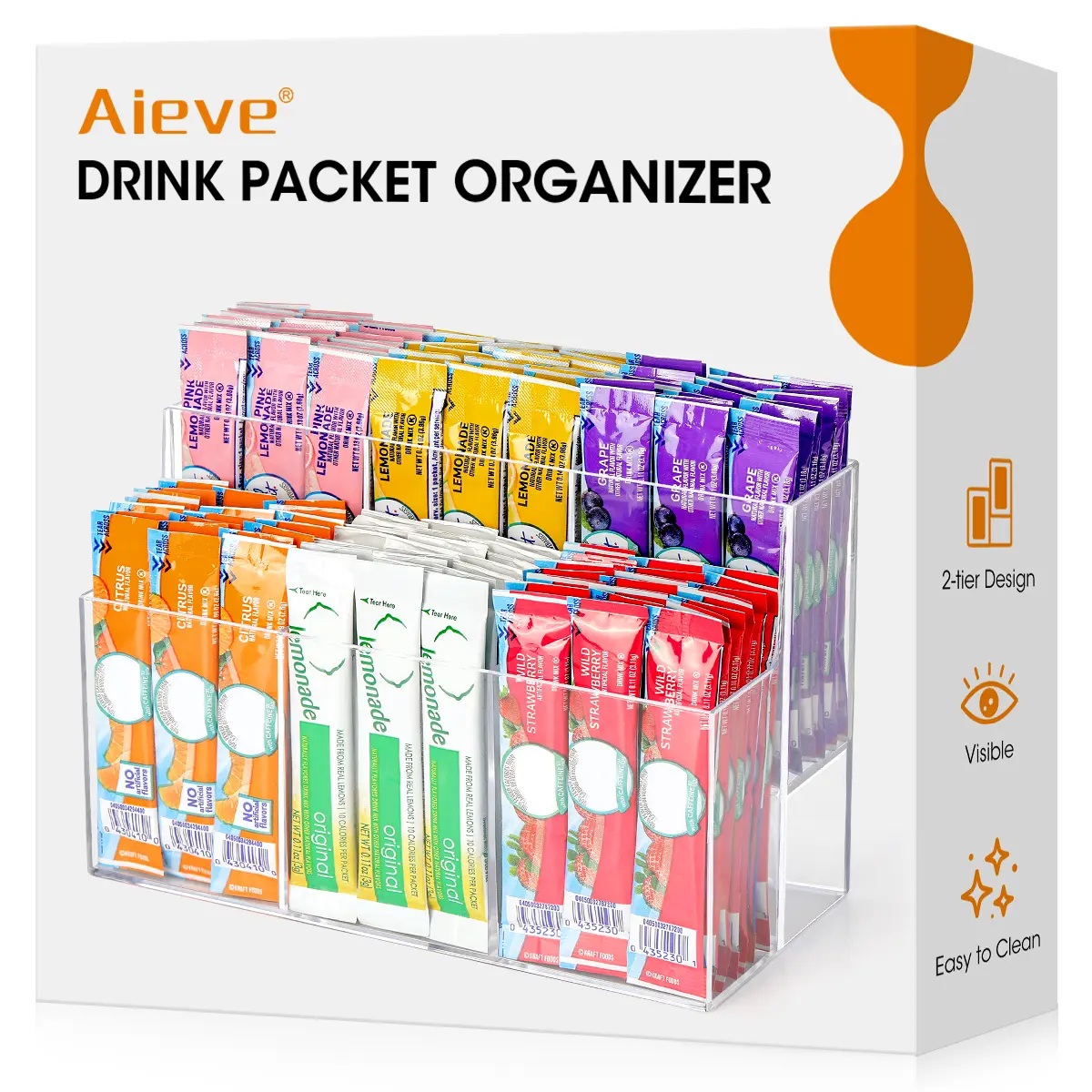 Double-Layer WaterTok Station: 2-Tier Acrylic Drink Packet Organizer for Water Flavors & Hydration Mixes - Clear Aesthetic Pantry Storage Holder for Liquid I.V., Tea & Coffee Packets.summer sale/deals for you/restock/#dealsforyoudays
