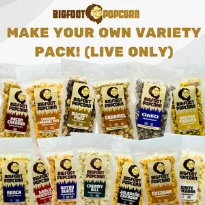 [LIVE EXCLUSIVE] Build Your Own Variety Pack - Pick 5 Bags - No Limit Per Flavor - Vegan Options - Gluten Free Options - NON GMO CORN- Bigfoot Popcorn