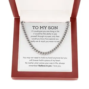 Personalized To My Son, Birthday Gift For Son, To Son From Dad, Cuban Link Chain, Son Birthday Present, Message For Son From Mom, Dad to Son Necklace
