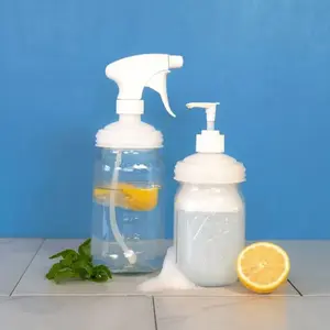 reCAP Eco-Friendly Mason Jar Sprayer & Pump Cap Set Regular Mouth Glass Container for Lotion & Cleaner Bottles
