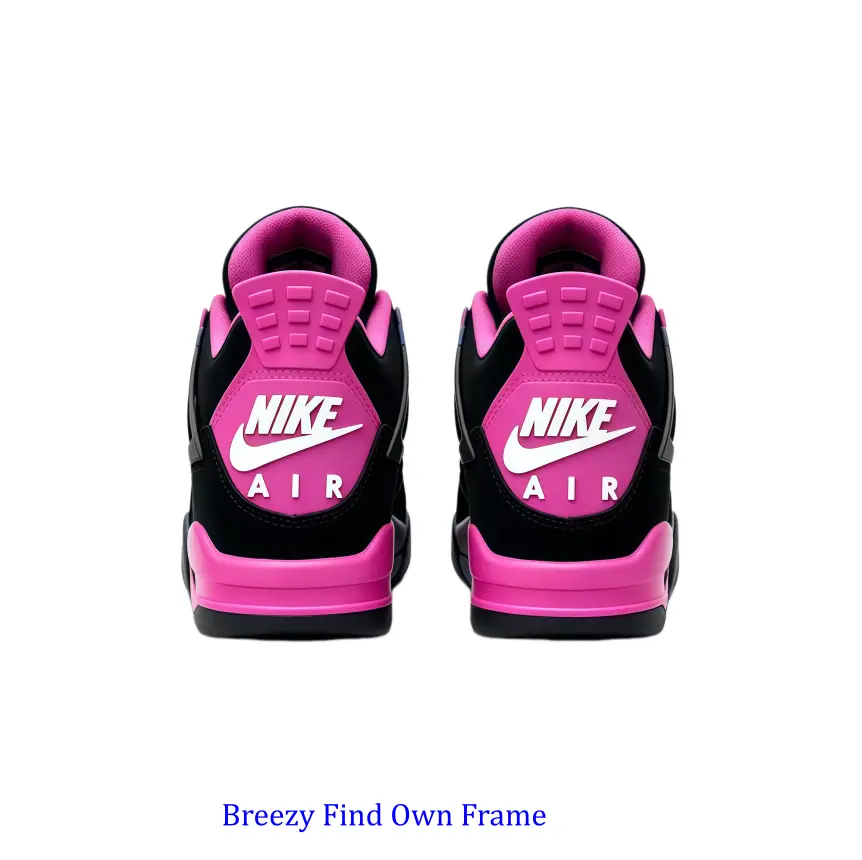 Black Suede with Bright Pink Mesh and Midsole High-Top Retro Basketball Sneaker, Breathable Structure and Cushioning Design