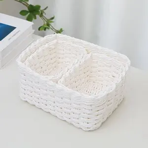 3pcs/set Woven Storage Baskets for Organizing Container for Shelves, Small Decorative Woven Basket, Home Organization and Storage Supplies for Kitchen Bathroom Bedroom Living Room Dorm Office Desk, Chinese New Year Lunar New Year Decor for Gift