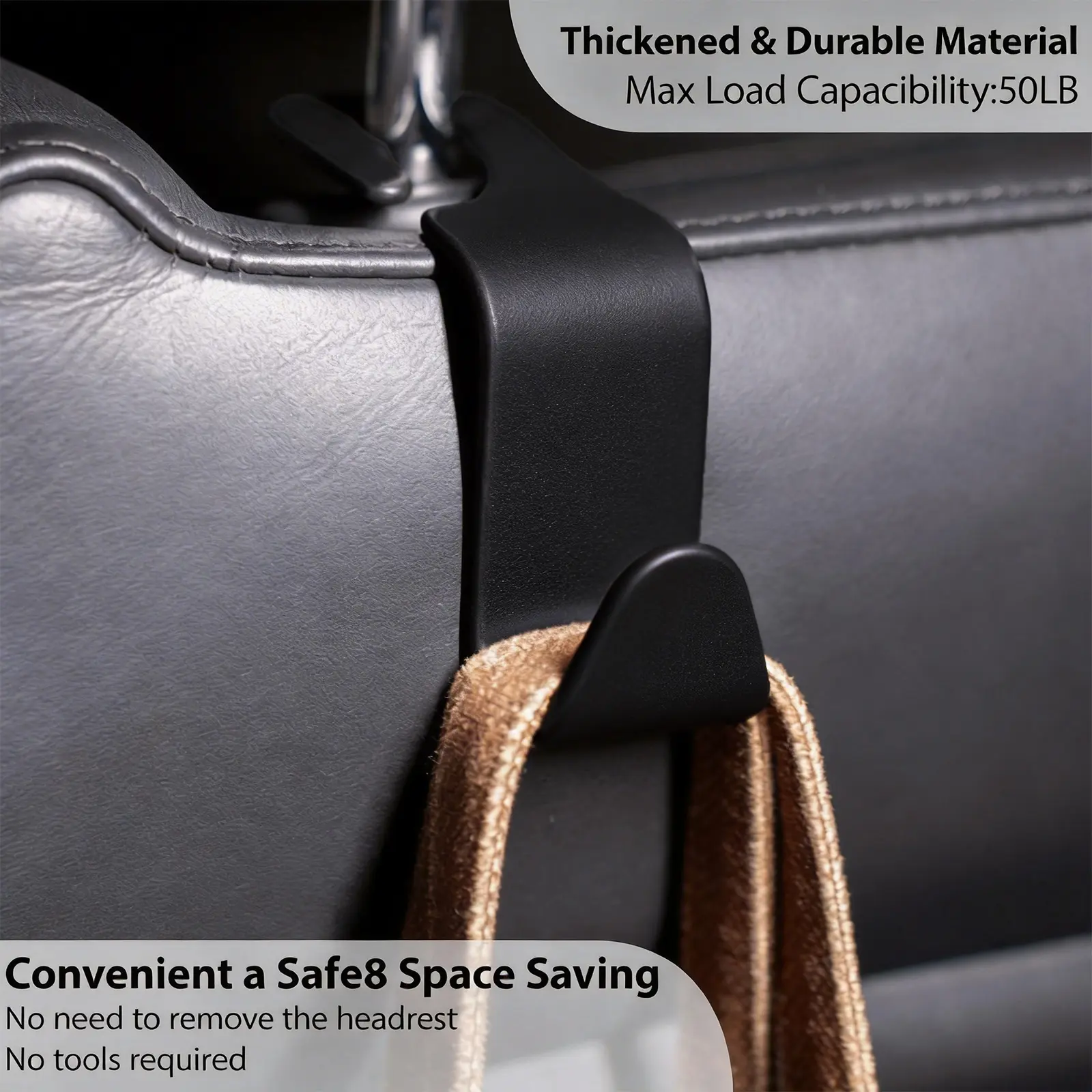 4 Pack Car Headrest Hooks, Seat Back Bag Holder & Purse Hanger for Shopping Bags, Handbags, Jackets, Umbrellas and Auto Interior Storage