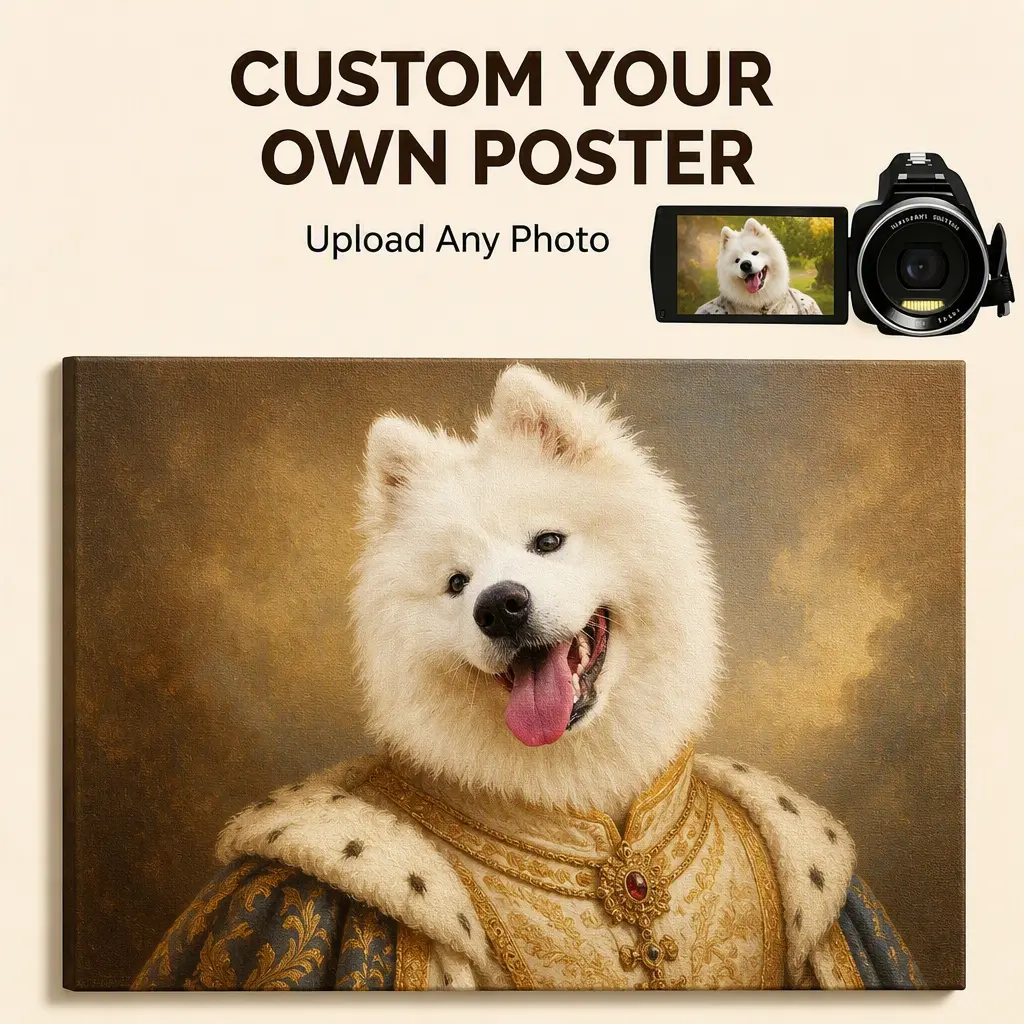 Custom Pet Portrait Canvas, Personalized Royal Dog Cat Painting From Photo, Vintage Oil Painting Style, Pet Lover Gift, Home Decor