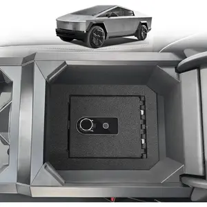 BestEvMod Center Console Safe LockBox Compatible with Tesla Cybertruck 2024+ Pickup Gun Safe Vault Console Storage Interior Organizer Security Anti-Theft (Biometric Fingerprint)