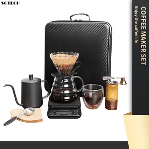 【Summer Wins】SOTECH Pour Over Coffee Maker Set ALL in 1 Travel Portable Coffee Set with Storage Box 9pcs Coffee Maker Set Suitable for Camping Home Office and Gift Giving for Man Women Friend Family Gift Christmas New Year Viral