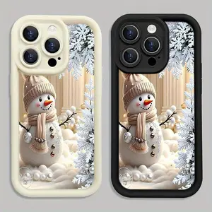 Exquisite snowman clock in Christmas pattern phone case A2973 for iPhone16/15/14/13/12/11/Plus/Pro/Pro Max Series