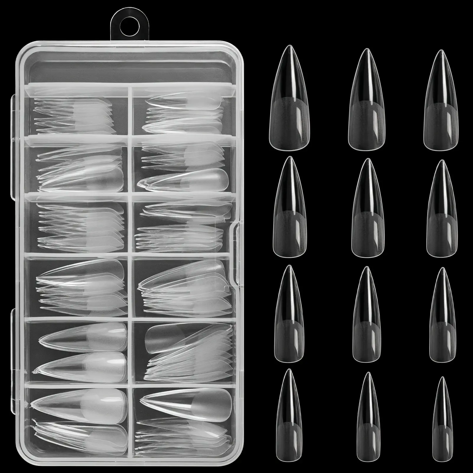 Gel Nail Tips Box for Women, Artificial Nails Art Salon Extension & Home DIY Kit, 1 Pack, Nail Art Tools