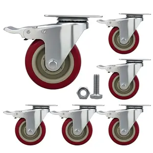 8 Pcs 4 Inch Heavy Duty Casters, (4 casters Load Capacity 2200 lbs) Lockable Swivel Bearing Caster with Brakes for Workbenches, Shelves, Carts, Etc.