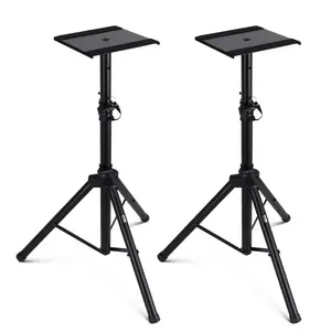 Adjustable Speaker Stands Pair, 90 lbs Capacity, Telescoping Metal Base