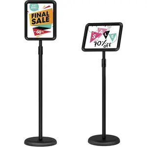 Sign Holder - 2 count 8.5x11 inch Sign Stand Holder Adjustable Display Stand Floor Standing Sign Holder, Signage Stand with Snap-Open Frame Display for Malls,Schools,Restaurants(Black)