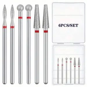 Cuticle Remover 6pcs Diamond Ball Nail Drill Bits Set - Professional Manicure & Pedicure Tools for Smooth, Shiny Nails - Includes Cuticle Remover & Electric File Accessories, Nail Files, Nail Polishing Head, Nail Buffer Bit, Gel Nail Polish