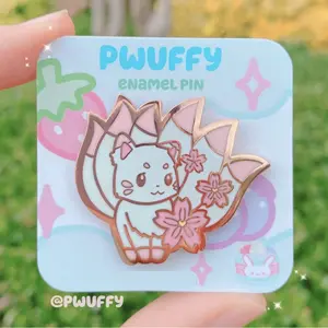 Pwuffy Pink Sakura Kitsune Enamel Pin
