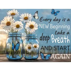 5D  Art Kits for Adults,Inspirational Daisy  Painting Kits for Beginners, Round Full Drill  Adults  by  DIY Crafts  Wall Decor 12x16IN