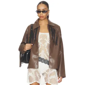 MORE TO COME Mia Faux Leather Jacket in Brown