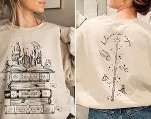[Sale Up To 50%] Hogwarts Castle Book Sweatshirt, Harry Poter Sweatshirt Cotton Womenswear, Full Color, Classic Fashion streetwear graphic tee