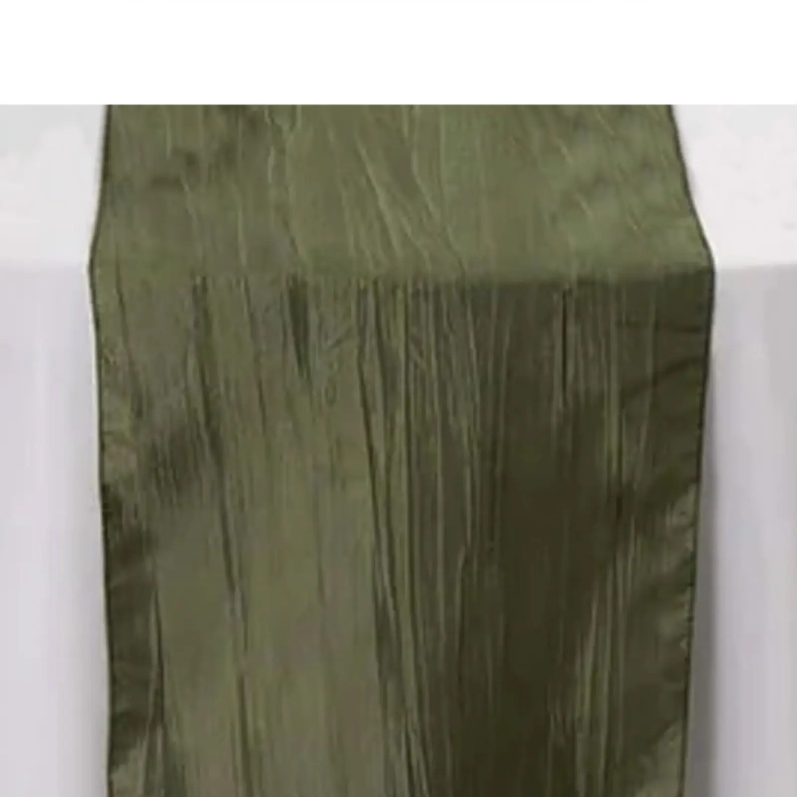 Dusty Sage Green Taffeta Accordion Crinkle Table Runner - 12"x108" Machine Washable Table Linen for Wedding, Party, Home Decor Events