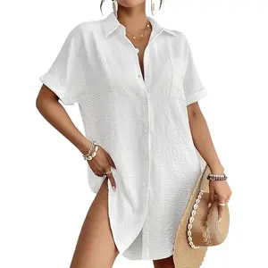 Bsubseach Women Swimsuit Coverup Shirt Dress Button Down Bathing Suit Cover Up Beach Vacation Outfits