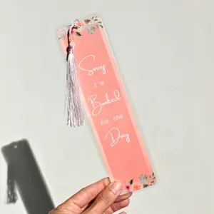 I'm Booked for the Day Pink Bookmark - Floral Laminated Bookmarks decorative bookmark