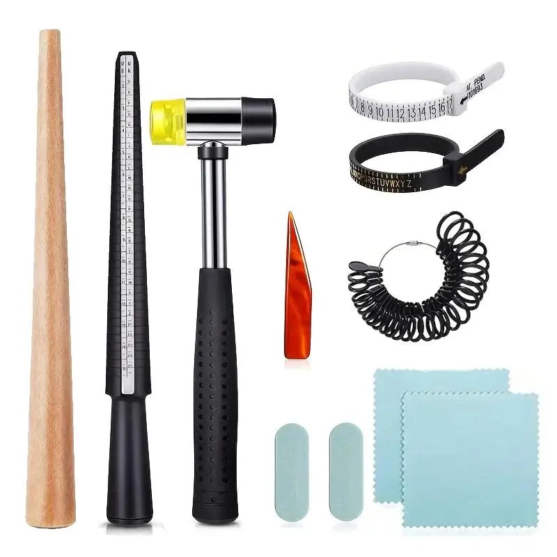 Ring Measurement Set Usuk Size Chart, Ring Sizer Tool Kit, Accurate Finger Gauge for DIY Jewelry Making & Crafting, Jewellery, Mandrel, Hammer